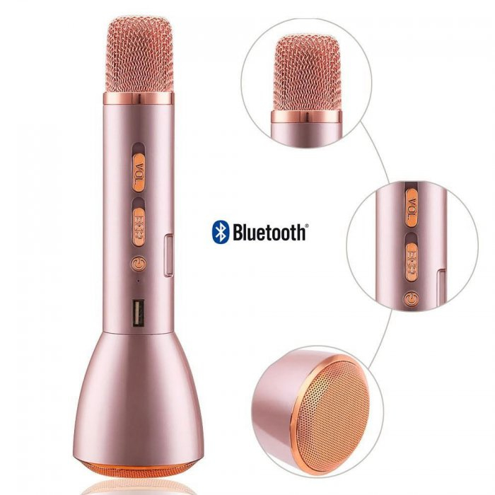 Micro Karaoke Bluetooth 9W avec Lumière LED, Autonomie 4H, Bigben - Rose -  Français
