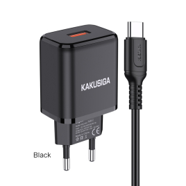 CHARGEUR USB + CABLE TYPE C FAST CHARGE 18W KAKUSIGA