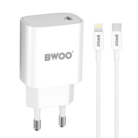 CHARGEUR SECTEUR 2X USB C + 1X USB 40W CHARGE RAPIDE BWOO BLANC