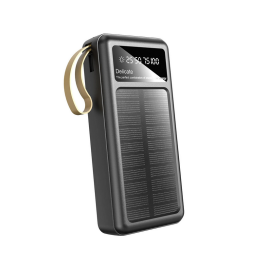 POWER BANK SOLAIRE 20000 mAh USB A + CABLES 4 EN 1 NOIR