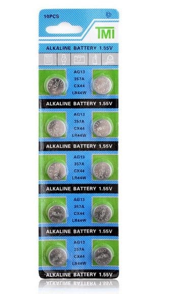 PILES BOUTONS ALCALINE 1,55 VOLT AG 13/357A/CX44/LR44W