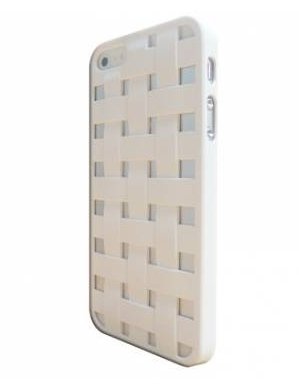 COQUE ARRIERE RIGIDE STAX TRESSEE BLANCHE  POUR IPHONE 5/5S/SE SOUS BOITE BLISTER
