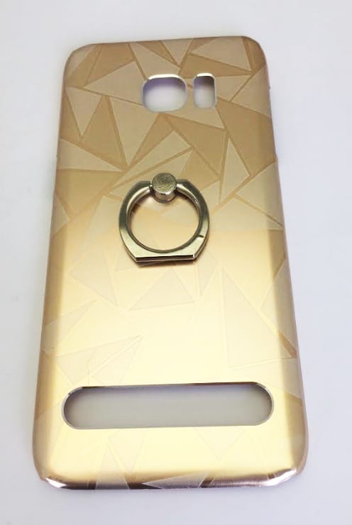 COQUE ARRIERE  SAMSUNG GALAXY S7 EDGE PRISME METAL INTERIEUR SILICONE AVEC BAGUE OR