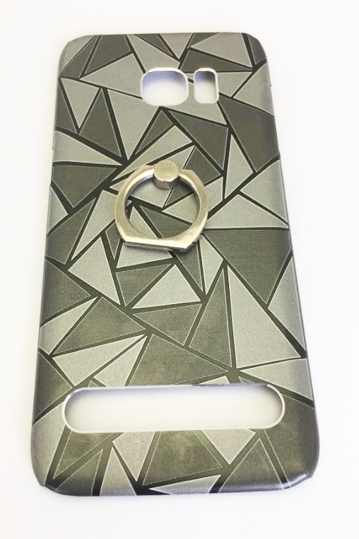 COQUE ARRIERE  SAMSUNG GALAXY S7 EDGE PRISME METAL INTERIEUR SILICONE AVEC BAGUE ARGENT