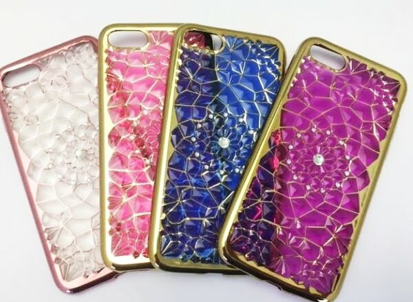 COQUE ARRIERE IPHONE 7 SILICONE STRASS ROSE
