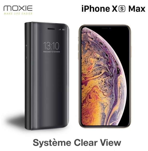 HOUSSE ETUI FOLIO IPHONE XS MAX CLEAR VIEW MOXIE NOIR