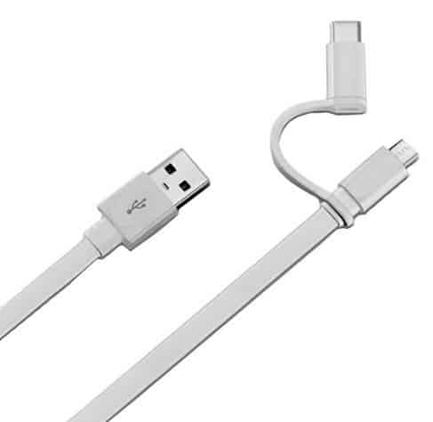 CABLE USB 2 en 1 MICRO USB + TYPE-C HUAWEI 2A 1,5 M 2BLANC