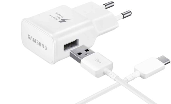 CHARGEUR SECTEUR USB RAPIDE 15 W SAMSUNG + CABLE USB TYPE-C 1,5 M 2A BLANC
