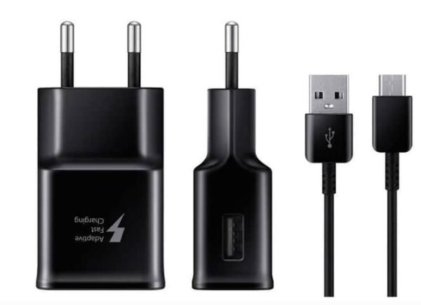 CHARGEUR SECTEUR USB RAPIDE 15 W SAMSUNG + CABLE USB TYPE-C 1,5 M 2A NOIR