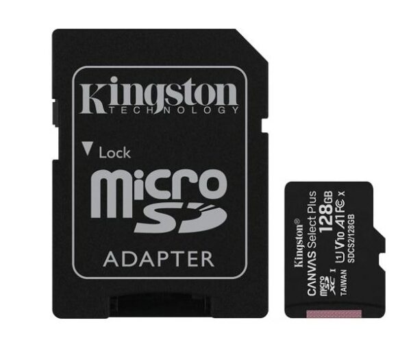 CARTE MEMOIRE 128 GIGA MICRO SD KINGSTON  AVEC ADAPTATEUR 100 MB/S CLASS 10