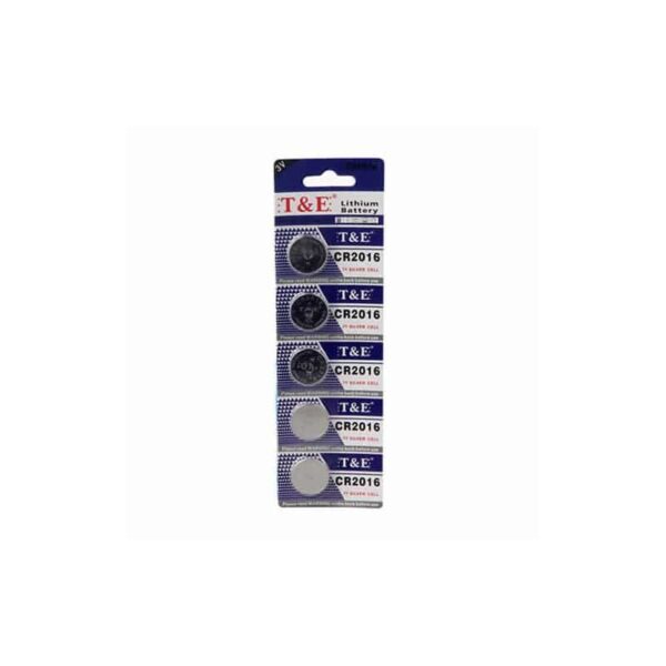 PACK DE 5 PILES BOUTONS LITHIUM 3V CR 2016 T & E