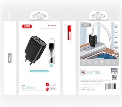 CHARGEUR POUR IPHONE / LIGHTNING /  2USB /2,4A NOIR XO