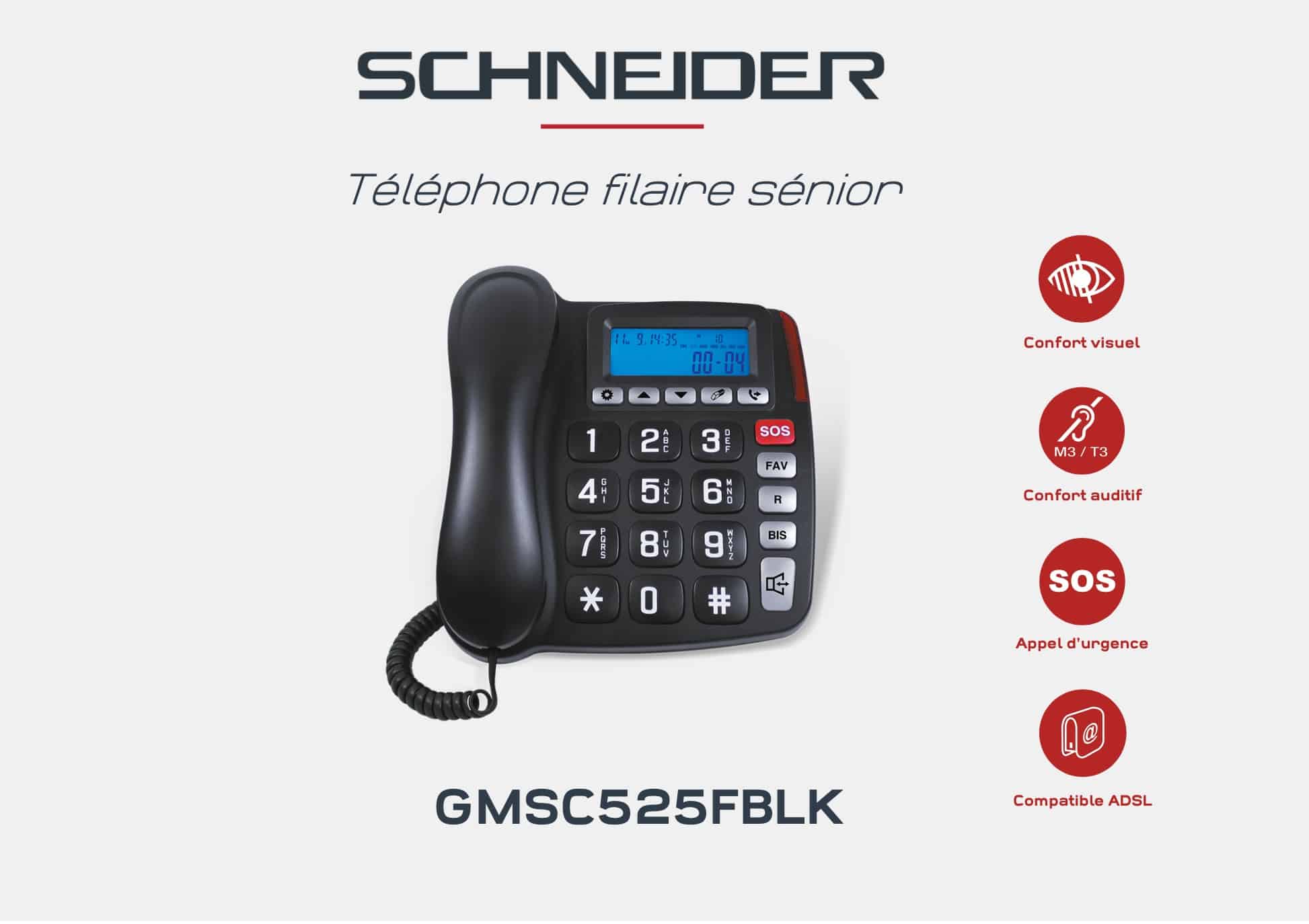 TELEPHONE FILAIRE SENIOR SCHNEIDER GMSC525