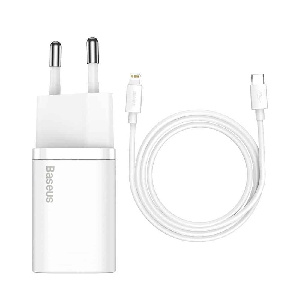 BASEUS CHARGEUR TYPE C + DATA LIGHTNING / TYPE C FAST CHARGE 20W NOIR