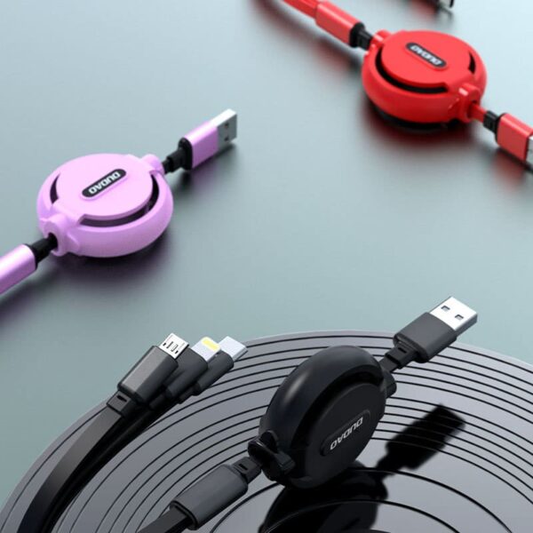 DUDAO CABLE 3X1 EXTENSIBLE L8H ROUGE