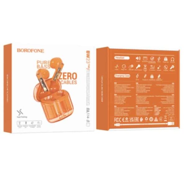 BOROPHONE ECOUTEURS STEREO BLUETOOTH  BW23 CRISTAL ORANGE