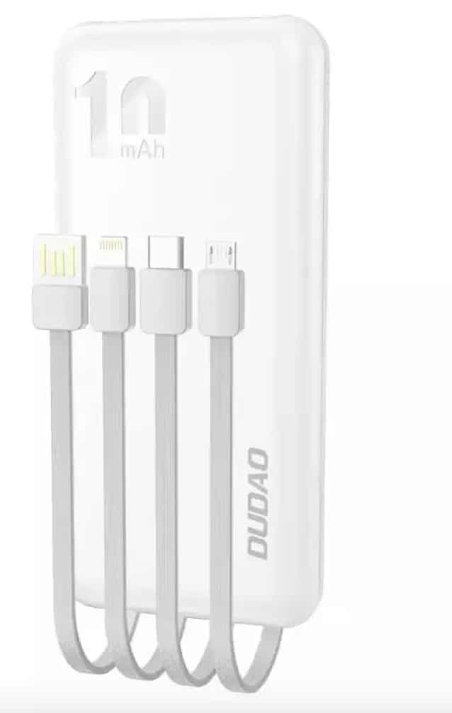 DUDAO POWER BANK 10 000 mAh CABLES USB ET LIGHTNING K6 PRO BLANC