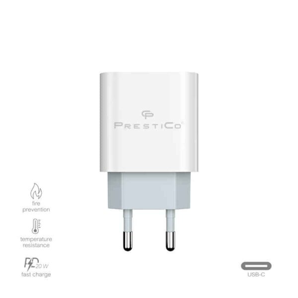 PRESTICO CHARGEUR USB-C 20W PD F8 BLANC