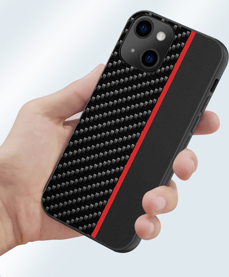 COQUE CARBONNE NOIRE LISERAI ROUGE A03CORE