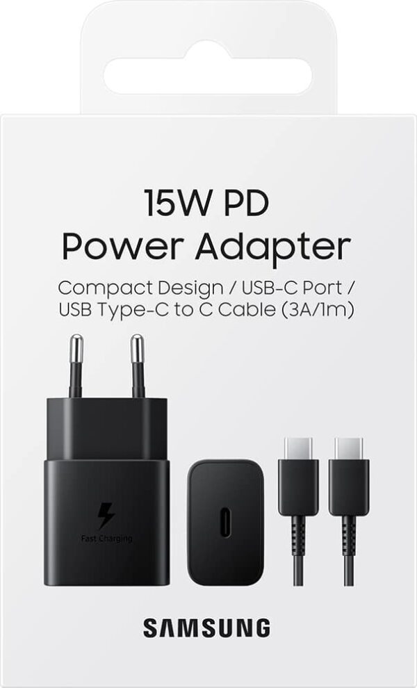 SAMSUNG CHARGEUR ORIGINE TYPE C + CABLE C / C BLANC 15W