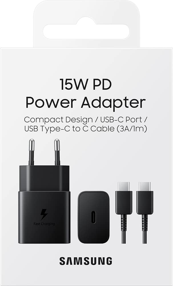 SAMSUNG CHARGEUR ORIGINE TYPE C + CABLE C / C BLANC 15W