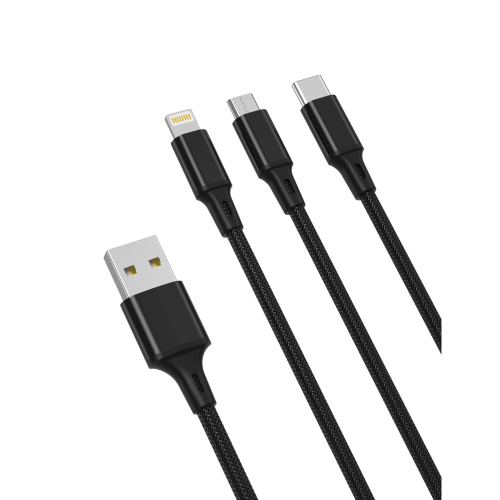 CABLE XO NB173 3 EN 1 USB C/ LIGTHNING MICRO 2,4A NOIR
