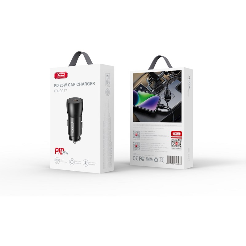 CHARGEUR ALLUME CIGARE  USB C 25W FAST CHARGE  NOIR XO