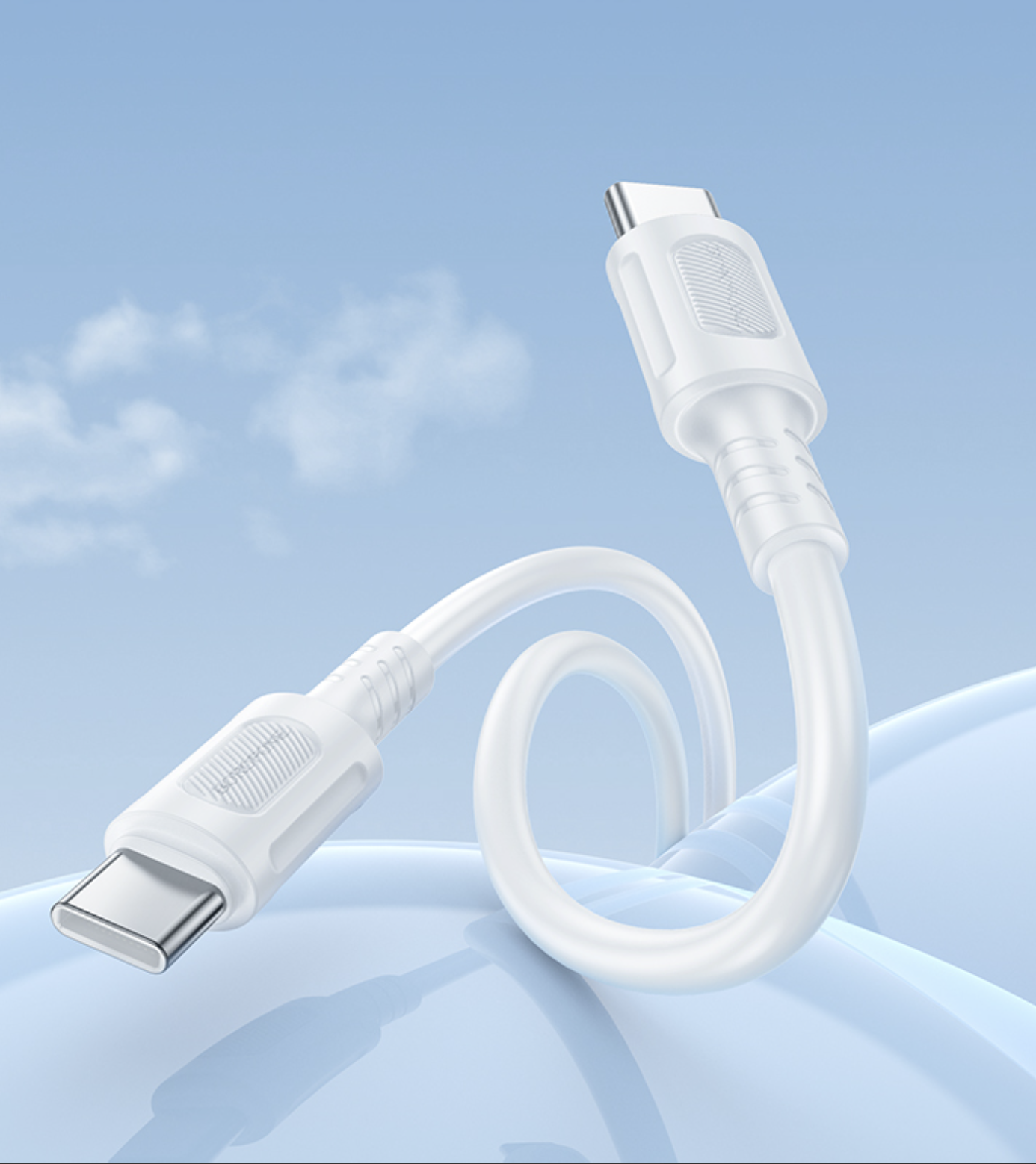 CHARGEUR 2 USB TYPE C 2,1A + CABLE 1M BN15 BOROFONE BLANC