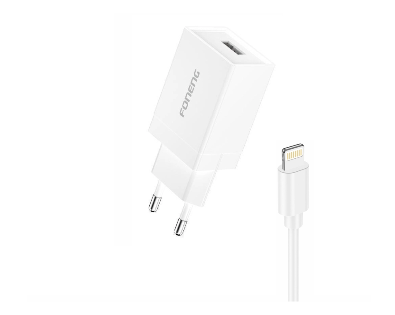 CHARGEUR 1XUSB C CHARGE RAPIDE 20W + CABLE LIGHTNING FONENG EU55 BLANC