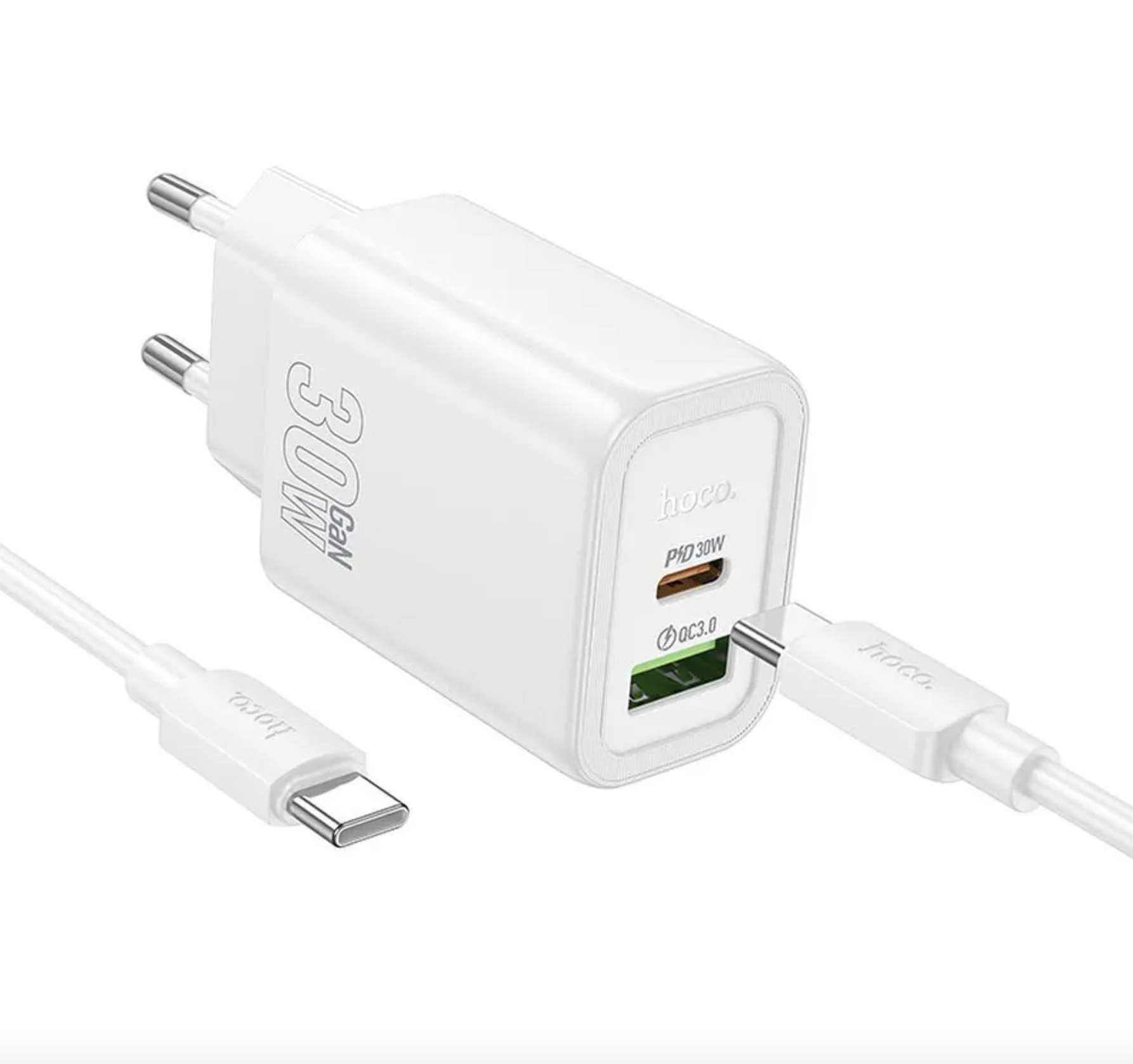 CHARGEUR USB+TYPE C 30W + CABLE C VERS C NOIR