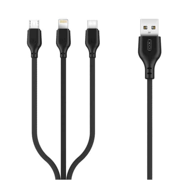 CABLE 3 EN 1 LIGHTNING,TYPE C,MICRO USB NOIR