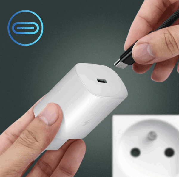 CHARGEUR TYPE C 25W BLANC FAST CHARGE ORIGINE SAMSUNG – Image 4