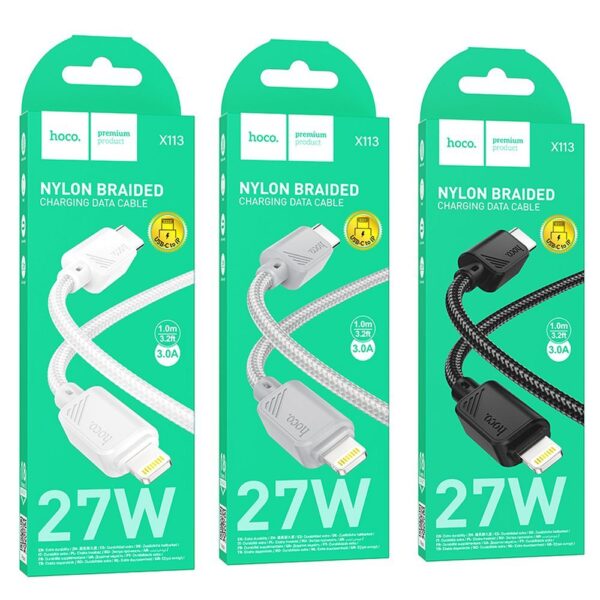 DATA CABLE C VERS LIGHTNING FAST 3A BLANC HOCO – Image 4