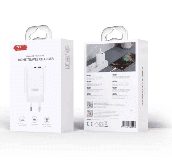 CHARGEUR 2USB FAT CHARGE 2.4A XO BLANC – Image 3