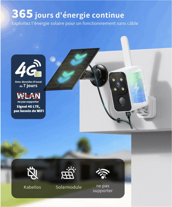 CAMERA DE SURVEILLANCE 4G RECHARGEABLE ETANCHE – Image 3