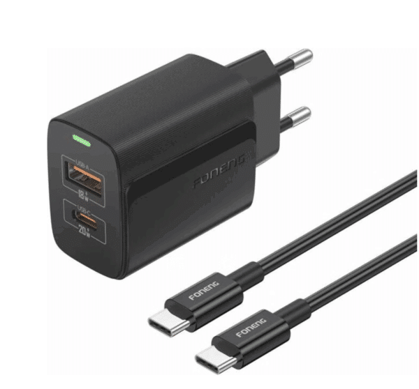 CHARGEUR 2 USB FAST CHARGE 2.4A NOIR FONENG