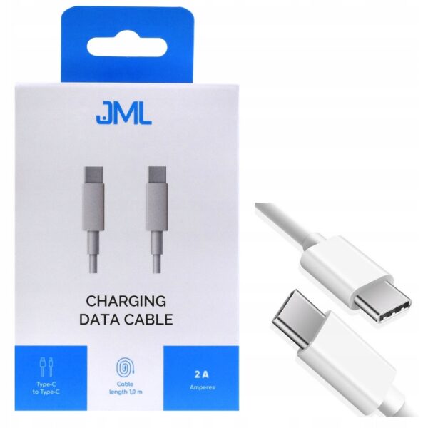 CABLE TYPE C / TYPE C BLANC 2A 1 METRE – Image 2